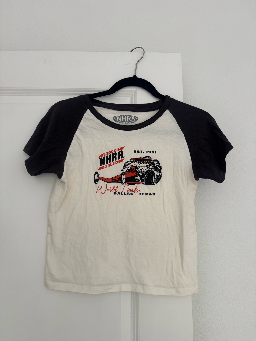 NHRA Drag Racing World Finals vintage women’s raglan baby T-Shirt top small